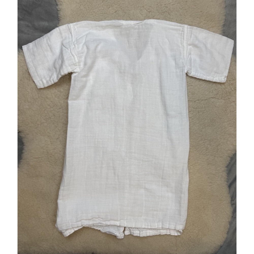 Makie Baby White Cotton Gauze Kimono Wrap Gown Japanese Minimalist Quiet Luxury - Picture 2 of 7